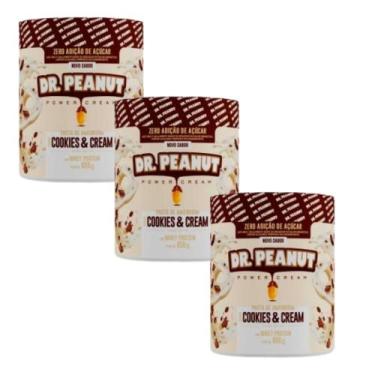 Imagem de 3x Pasta De Amendoim Cookies & Cream C/Whey Isolado 650g-Dr Peanut