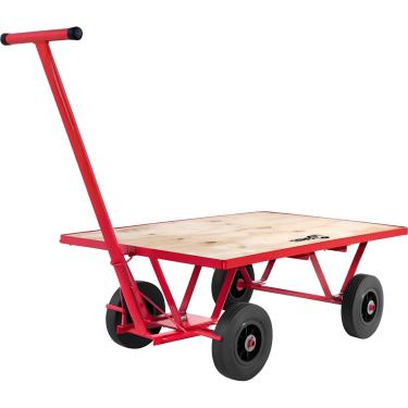 Imagem de Carrinho Plataforma 250Kg 4 Rodas Maciças Compensado Aço Carbono Transporte de Carga Nove54 Vermelho