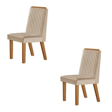 Imagem de Conjunto De 2 Cadeiras Riviera Com Tecido Linho Bege Claro/cinamomo