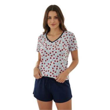 Imagem de Pijama Feminino CONATA verão com manga, Azul, G