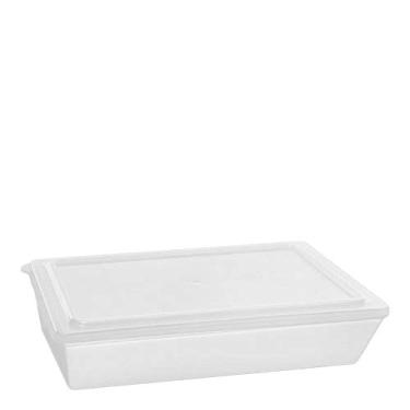 Imagem de Travessa Stillo Retangular Com Tampa 5l Branca em Polipropileno Linha Tropical Vem