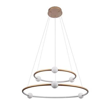 Imagem de PENDENTE NÉBULA DOURADO E BRANCO (D)87 + 64CM 1X80W 3000K 4000LM