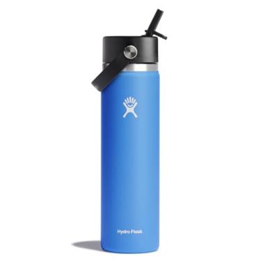 Imagem de Hydro Flask Garrafa com tampa de canudo flexível de 680 g - aço inoxidável isolado - tampa larga de palha, não derrama, à prova de vazamento em cascata