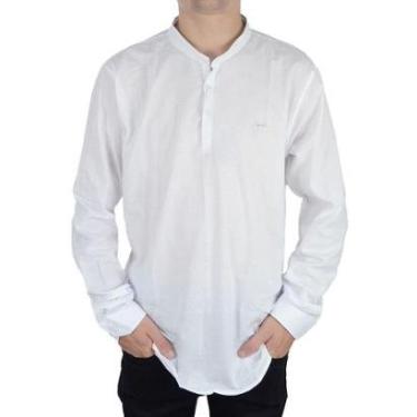 Imagem de Camisa Bata Masculina Ogochi ML Gola Padre Branca - 00152018-Masculino