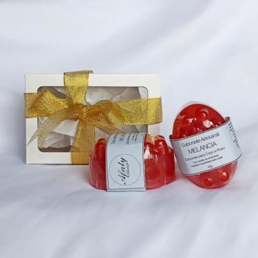 Imagem de Kit Presente com 2 Sabonetes Hidratantes de Melancia - 80g cada + Caixa com Laço
