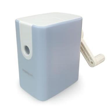 Imagem de Apontador com Manivela Manual de Mesa Depósito Grande para Escritório Escola e Casa Professores Alunos Alta Precisão e Durabilidade Azul