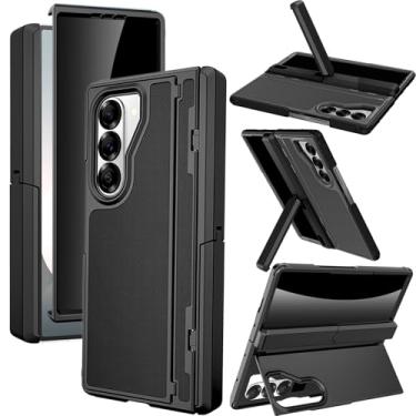 Imagem de YQODSZ Capa para Samsung Galaxy Z Fold 6 com protetor de tela de privacidade, capa anti-espião Fold6 com suporte invisível, proteção de dobradiça, carregamento sem fio, à prova de choque, capa para Z