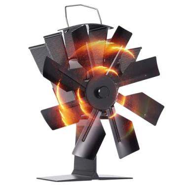 Imagem de COMBIUBIU Ventilador de fogão a lenha de 8 lâminas, ventilador de lareira alimentado por calor para circulação de ar quente eficiente, acessórios de fogão de operação silenciosa para fogão a lenha