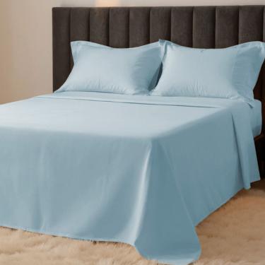 Imagem de Jogo de Cama Casal 300 Fios Percal 100% Algodão com Bordado 4 Peças BF Colchões