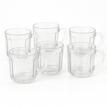 Imagem de Conjunto de 6 Canecas de Vidro, Design Clássico, Transparente, com Alça
