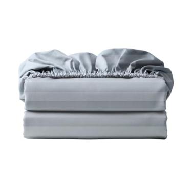Imagem de Lençol com elástico 600 fios 100% algodão egípcio apenas, lençol com elástico TwinGG, 2 peças, lençol de baixo de algodão com bolso profundo de 40,6 cm, macio, fresco, respirável, durável (cinza