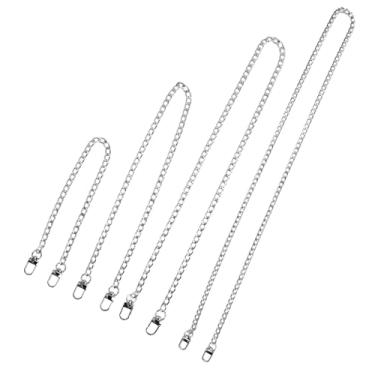 Imagem de Alças de corrente plana, correntes de substituição de metal de ferro prata 4 pacotes para bolsa bolsa tiracolo bolsa diy (15,74/23,62/31,49/47,24 polegadas)
