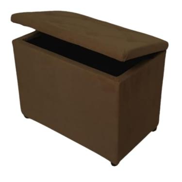 Imagem de Baú Retangular Banquinho Suede e Corino Decorativo Guarda Objetos Organizador Puff Pufe sala，puff quarto(Marrom Suede)