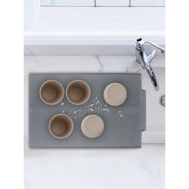 Imagem de Tapete de secagem de pratos de silicone para balcão de cozinha, escorredor de louça, tapete de secagem rápida sob a pia, escorredores de pratos resistentes ao calor para uso múltiplo, forro de