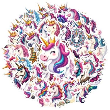 Imagem de 70 peças de adesivos de animais com tema de unicórnio, adesivos faça-você-mesmo, majestoso, brilhante, para S, laptop, bagagem, álbum de recortes, diário, adesivo, guitarra, laptop, capacete, skate