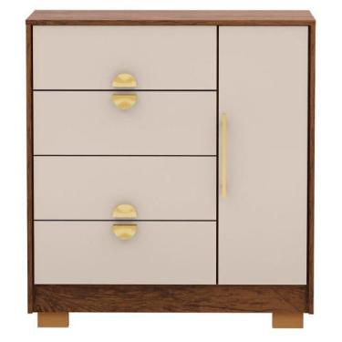 Imagem de Comoda Sapateira 4 Gavetas 1 Porta 93 Cm 20033 Imbuia Fendi Vlr - MILA