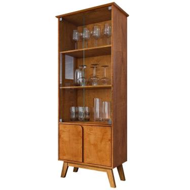 Imagem de Cristaleira Porta De Vidro 70cm Pés Retrô Madri Naturalle - Bechara