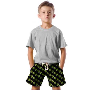 Imagem de Shorts Infantil Bermuda Calção Praia Verão Toxic Aliem Danger 345 - SM