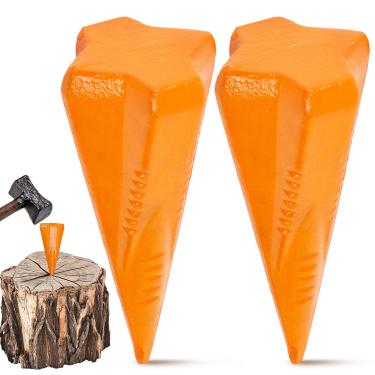 Imagem de Otoolling 2 peças 1,8 kg Divisor manual de toras cunha cunha de divisão de madeira, design de diamante de 4 direções, ferramenta de aço forjado para fácil divisão de madeira, divide a lenha em 4 peças