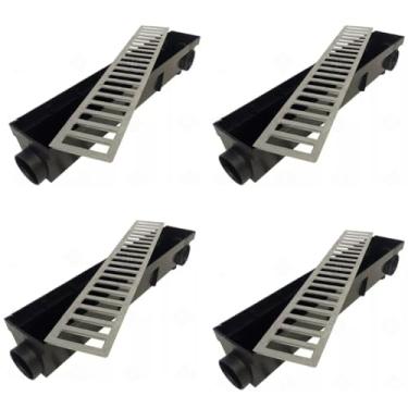 Imagem de Ralo Linear 6x200cm Grelha Alumínio Coletor Garagem, Borda de Piscina Externa (4 Peças de 50cm)