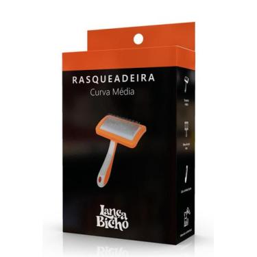 Imagem de Rasqueadeira Pet Curva Media Sem Bolinha Lança Bicho Cor Laranja