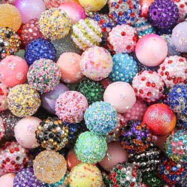 Imagem de CYEENUT Contas de acrílico de 20 mm, 160 peças, contas de strass multicoloridas, esferográficas, para caneta, bolsa, joias, colar, pulseiras, cores mistas