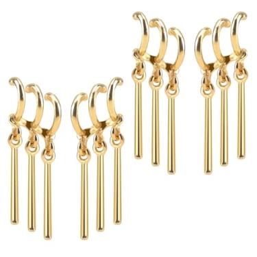 Imagem de 2 pares de brincos triplos de ouro com piercing de orelha única para mulheres e homens amantes de cosplay e anime, acessórios de joias de anime para exibição diária e fantasias de cosplay de
