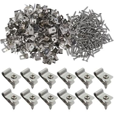 Imagem de Pastlla 220 braçadeiras de arame para cercas, clipes de montagem de cercas agrícolas, grampos de arame de aço inoxidável com 220 parafusos para cerca de madeira, metal ou vinil (3 mm)