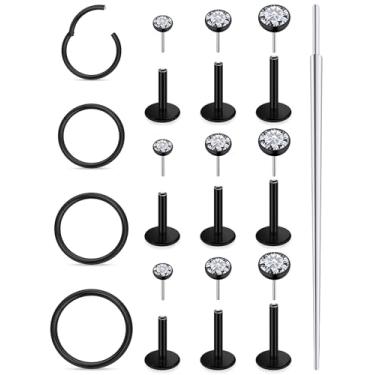 Imagem de Xnsjeyy 20G 18G 16G Brincos de nariz sem rosca com costas planas 316L aço cirúrgico tragus para frente hélice concha cartilagem lóbulo brincos stud medusa labret lábio piercing argolas para joias para
