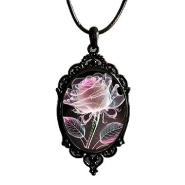 Imagem de Colar com pingente preto gótico vintage – 14 designs exclusivos com libélula de corvo rosa e mais joias modernas, dia dos namorados, Medium, Acetato, Sem Pedra Preciosa