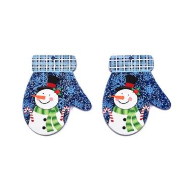 Imagem de 10 pingentes de acrílico com tema natalino, luva azul com pingente de boneco de neve, pingente de fabricação de joias a granel para artesanato ou decoração de cenas de Natal, janelas e portas, 4 x 3,3