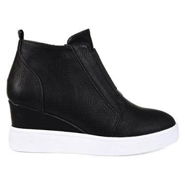 Imagem de Brinley Co. Womens Clayre Athleisure Laser-Cut Side-Zip Sneaker Wedges
