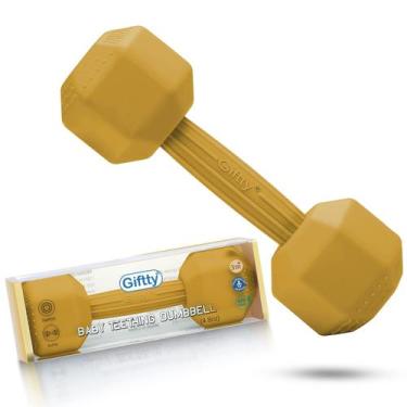 Imagem de Brinquedo infantil Baby Teether Dumbbell Giftty Silicone Rattle