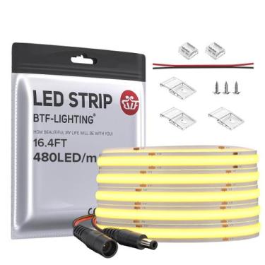 Imagem de Faixa de LED BTF-LIGHTING FCOB COB 16,4 pés 9 W/m DC24V branca quente