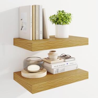 Imagem de Marsmiles Prateleiras flutuantes de 41 cm para parede, prateleiras de madeira com suportes invisíveis, conjunto de 2, prateleira rústica montada na parede para cozinha, banheiro, sala de estar