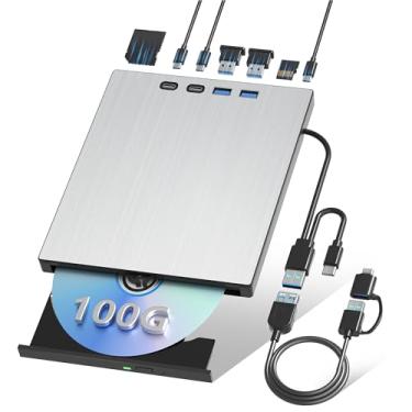 Imagem de juwuoi Unidade Blu-Ray externa para laptop portátil Blu-Ray USB 3.0 Tipo-C CD/BD Drives de disco suporta 100 G Bluray/DVD Drive para PC compatível com Windows Linux Mac OS