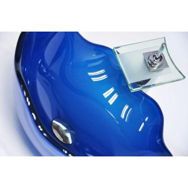 Imagem de Cuba de Vidro Redonda Ondulada 43cm Turim - EKASA, Azul Escuro