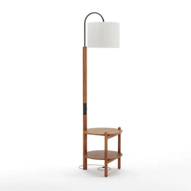 Imagem de Luminária Alta Com Mesa De Cabeceira Agatha Champagne