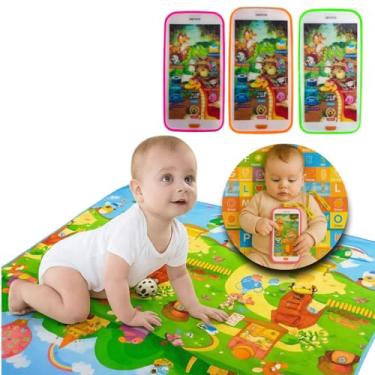 Imagem de Tapete Interativo Antiderrapante Educativo Confortável Para Bebês e Crianças + Celular Touch Brinquedo Infantil (Menina)