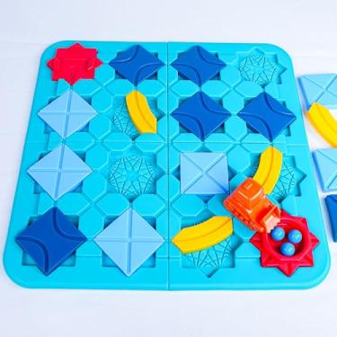 Imagem de Jogo de Lógica Construção de Caminhos – Tabuleiro 38×38cm com 118 Desafios, 4 Níveis e Carrinho