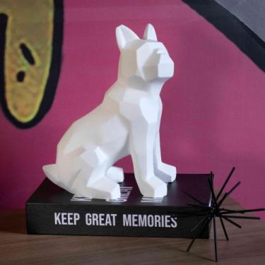 Imagem de Escultura Decorativa Cachorro Em Resina Branco Mate 26cm - D'Rossi