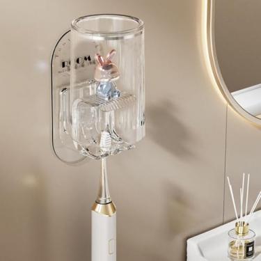 Imagem de Suporte de escova de dentes criativo em forma de coelho útil multifuncional para enxaguante bucal organizador de copo montado na parede (transparente)