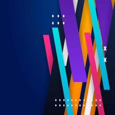 Imagem de Quadro Decorativo Abstrato Azul Laranja Vermelho Amarelo para Sala Quarto e Escritório 40x40cm