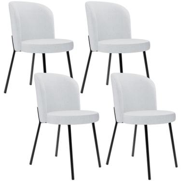 Imagem de Kit 4 Cadeiras Sala De Jantar Estofada Gavi L02 Linho Cinza - Lyam Decor