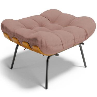 Imagem de Puff Decorativo Sala De Estar Costela L02 Linho Rosê - Lyam Decor