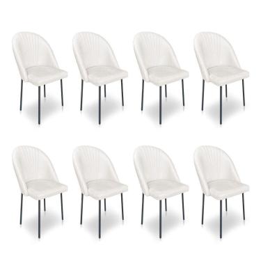 Imagem de Kit 8 Cadeiras Poltrona De Jantar Ariel Suede Pés De Ferro Preto - Pallazio Cor Marrom