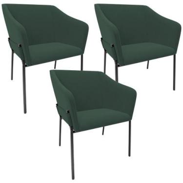 Imagem de Kit 3 Cadeiras Para Sala De Jantar Estar Living Olívia L02 Suede Verde