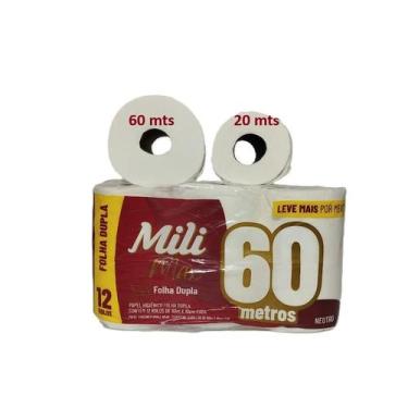 Imagem de Papel Higiênico Folha Dupla Mili 12 Rolos com 60 Metros Max Neutro / S