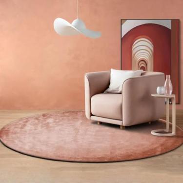 Imagem de Tapete luxuoso de pelúcia para decoração de quarto, tapete redondo grande para vestiário, tapete lavável, tapete minimalista para sala de estar (160x160 cm/F)