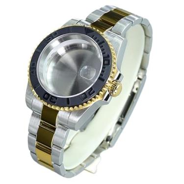 Imagem de FEIYASHI Caixa de relógio de mergulho de aço inoxidável de dois tons de luxo de 40 mm para movimento NH35/NH36 Miyota8215 8205 2824, Tampa inferior sólida 3, For NH35 34 36 38 Movement, Caixa de